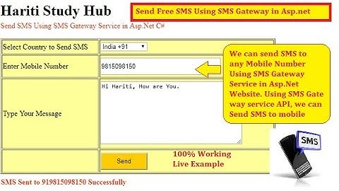 Send Free SMS to Any Mobile Number in Asp.Net Website C# | Hindi | SMS Gateway | Free Online Class