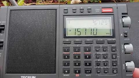 Radio Tirana Albania via WRMI 15770 kHz Shortwave on Tecsun PL-990x receiver using Telescopic