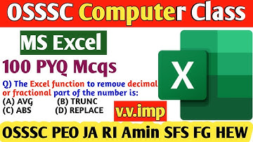 MS Excel 100 Previous year Question//Computer class for OSSSC PEO JA RI ARI AMIN SFS FG AS Exam 2023