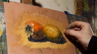 :   .Sketch in oil pastels.