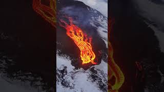 Flyover Captures Active Lava Flowing and Erupting from Volcano