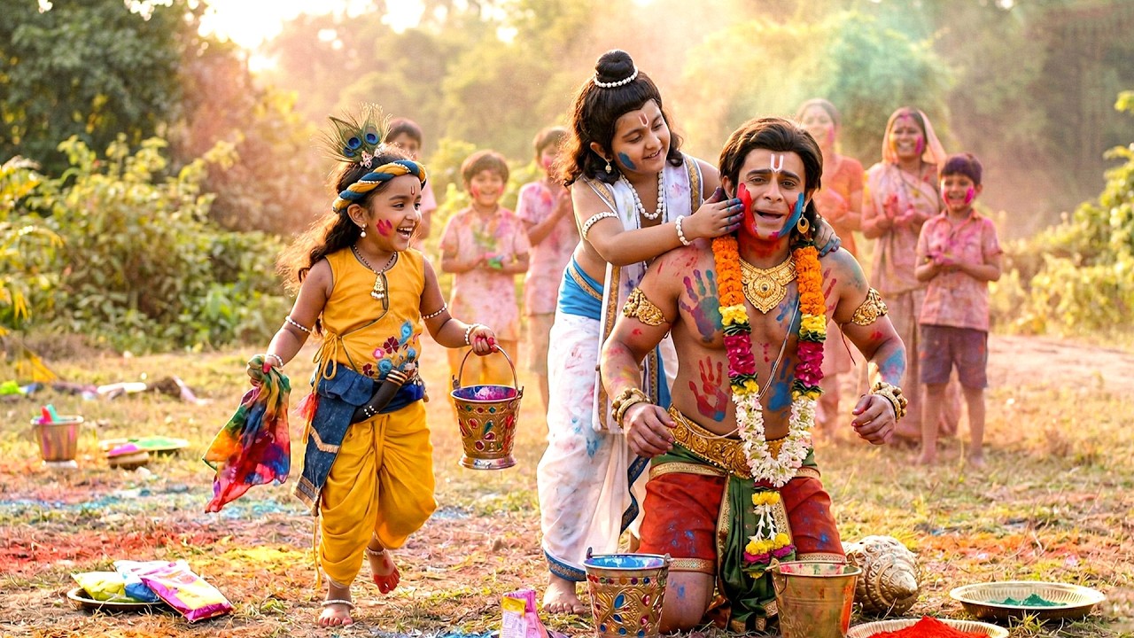 होली में हनुमान जी भी नहीं बचे, कान्हा-दाऊ ने कर दिया रंगीन | यशोमती मईया के नंदलाला | Shree Krishan
