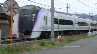 2026年4月 篠ノ井線 広丘駅 周辺 ① 特急 あずさ 1号 松本駅 行き E353 系 特急形 電車 JR東日本 中央本線