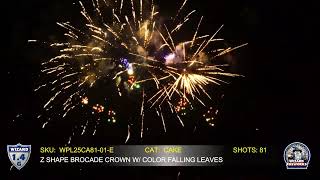 1.4G PRO FIREWORKS: PCA066 (WPL25CA81-01-E) 81S Z Shape Brocade Crown w/ Color Falling Leaves