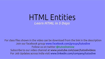 HTML Entities By Tutoslive