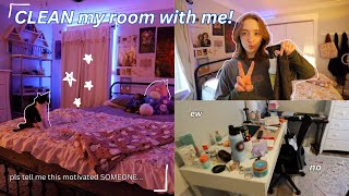 CLEAN & ORGANIZE MY MESSY ROOM WITH ME | get motivated to clean! *late new years reset* | DECLUTTER