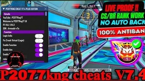 P2077KNG CHEAT V7.3 MOD MENU APK CS / BR RANK WORKING ALL SERVER WORKING FF MOD |