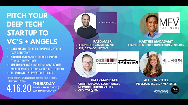 4/16/20 Pitch Your Deep Tech Startup to Investor Panel of VCs and Angels