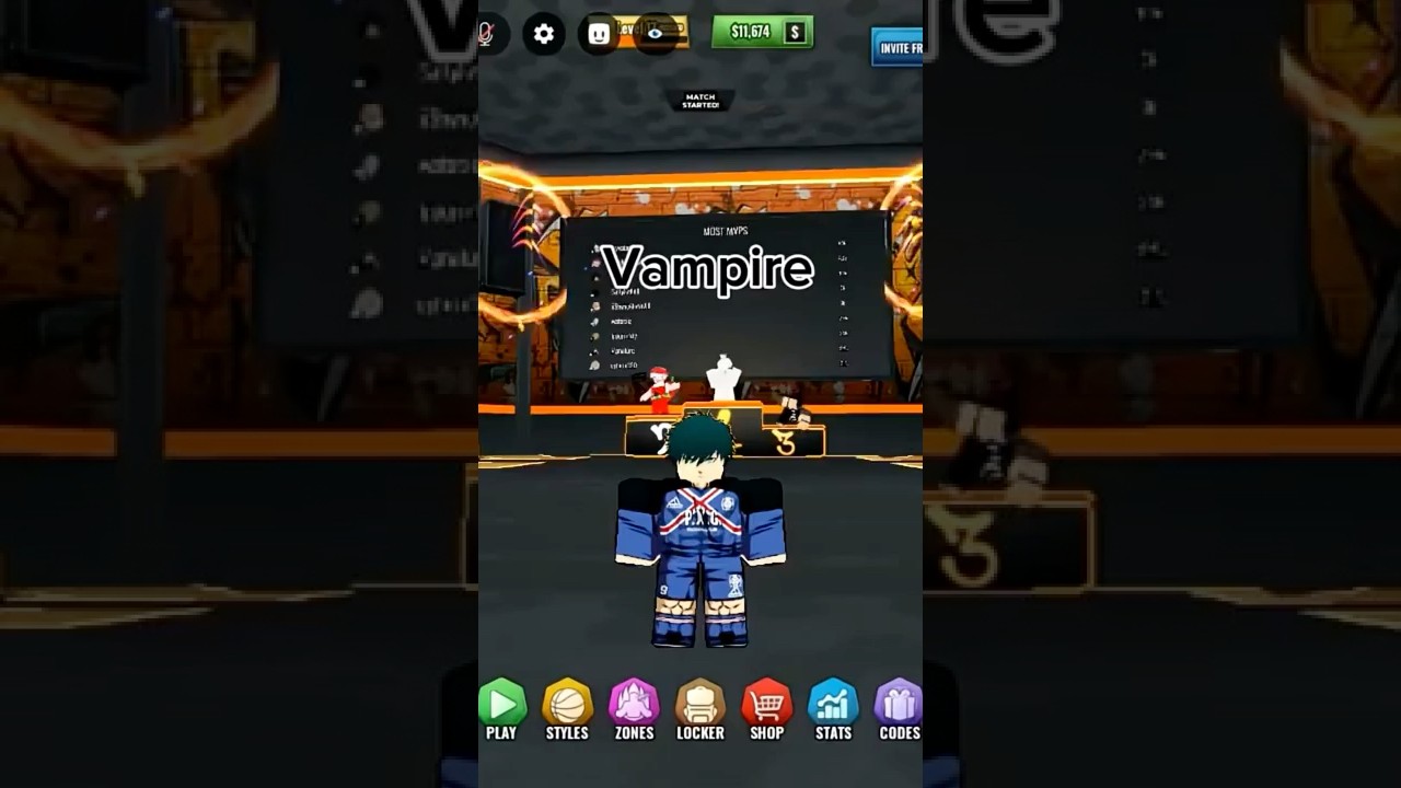 New Vampire update code in Basketball Zero 