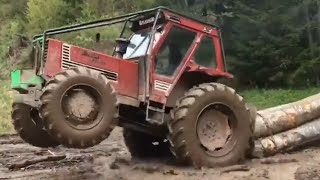 Power pullers! // old farm tractors working hard // logging edition