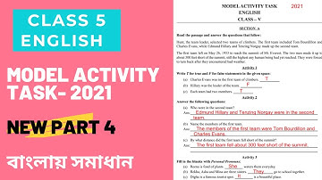 Class 5 English Model Activity Task 2021 Part 4 Fully Solved in Bengali | 2021 English ActivityTask