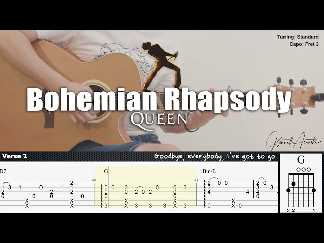 Bohemian Rhapsody - Queen | Fingerstyle Guitar | TAB + Chords + Lyrics class=
