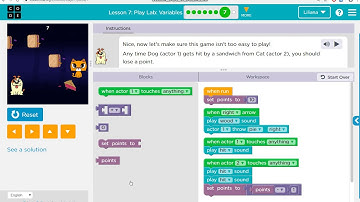 studio.code.org - Lesson 7: Play Lab - Variables