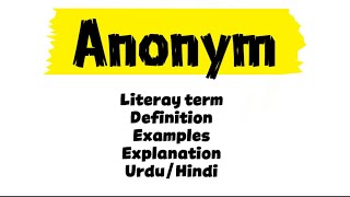 Anonym | Definition and Examples | Easy Explanation Urdu / Hindi