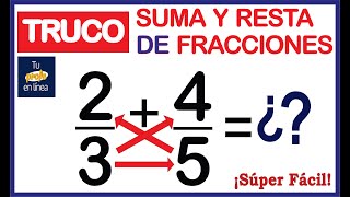 🅾️SUMA Y RESTA DE FRACCIONES - Truco - 🚀¡Rápido y Fácil!🚀