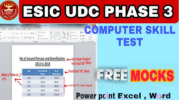 Free Mock test for ESIC UDC COMPUTER SKILL TEST. Ms-word ,Ms-Power point Ms-excel #computerskilltest