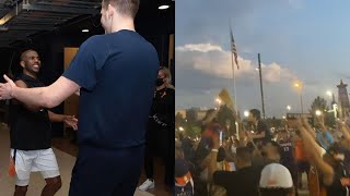 SUNS FANS CHANT SWEEP AT THE NUGGETS ARENA AFTER SWEEPING THE DENVER NUGGETS