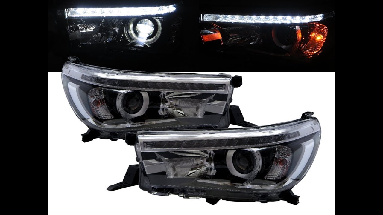 CrazyTheGod Hilux Revo AN120/AN130 MK8 15-present Pickup LED Projector Headlight Chrome for TOYOTA