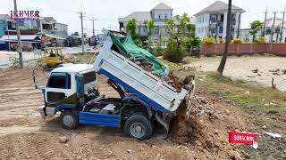 Wonderful Land fill up by 5ton dump truck unloading Soil & Dozer KOMATSU D31PX Pushing Clear by iKHMER Machine 532 views 3 weeks ago 1 hour, 2 minutes