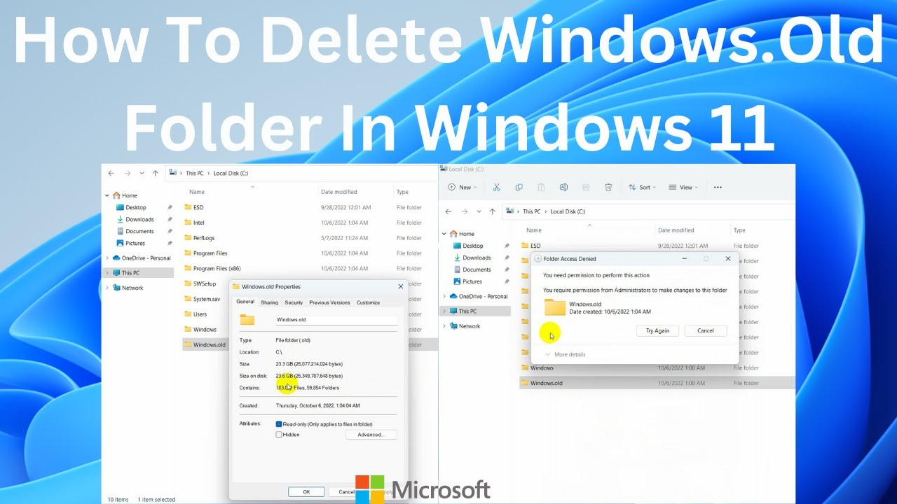How To Delete Windows Old Folder In Windows 11 YouTube