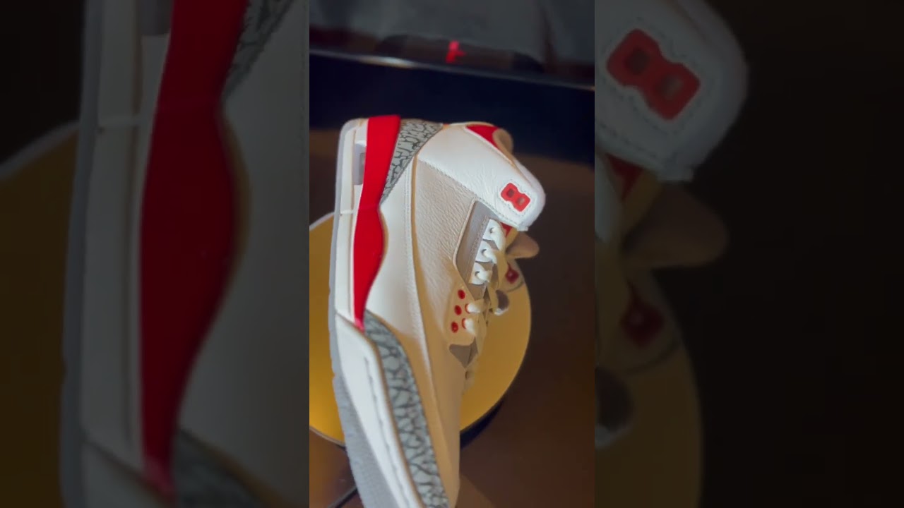 Jordan 3 Fire Red close up and 360 first look. 