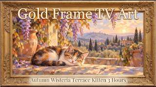 Autumn Wisteria Terrace Kitten | Gold Frame TV Art 4K (3 Hours) screenshot 1