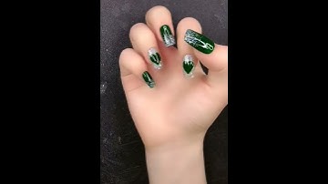 Thumbnail of It's Really Beautiful Green & Silver Nail Art Design For Every Girl