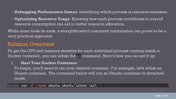 How to Get CPU and Memory Stats for Each Process in a Docker Container
