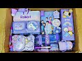 Unboxing Purple Stationery 💜 Geometry Box, Pouch, Sharpener, PiggyBank, Dairy, Eraser, Highlighter