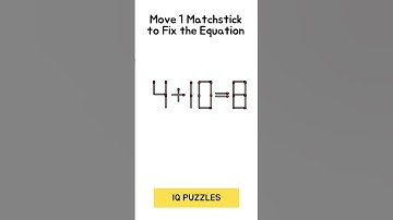 4+10=8. ⬆️ Improve memory via this matchstick puzzle. IQ Puzzles.