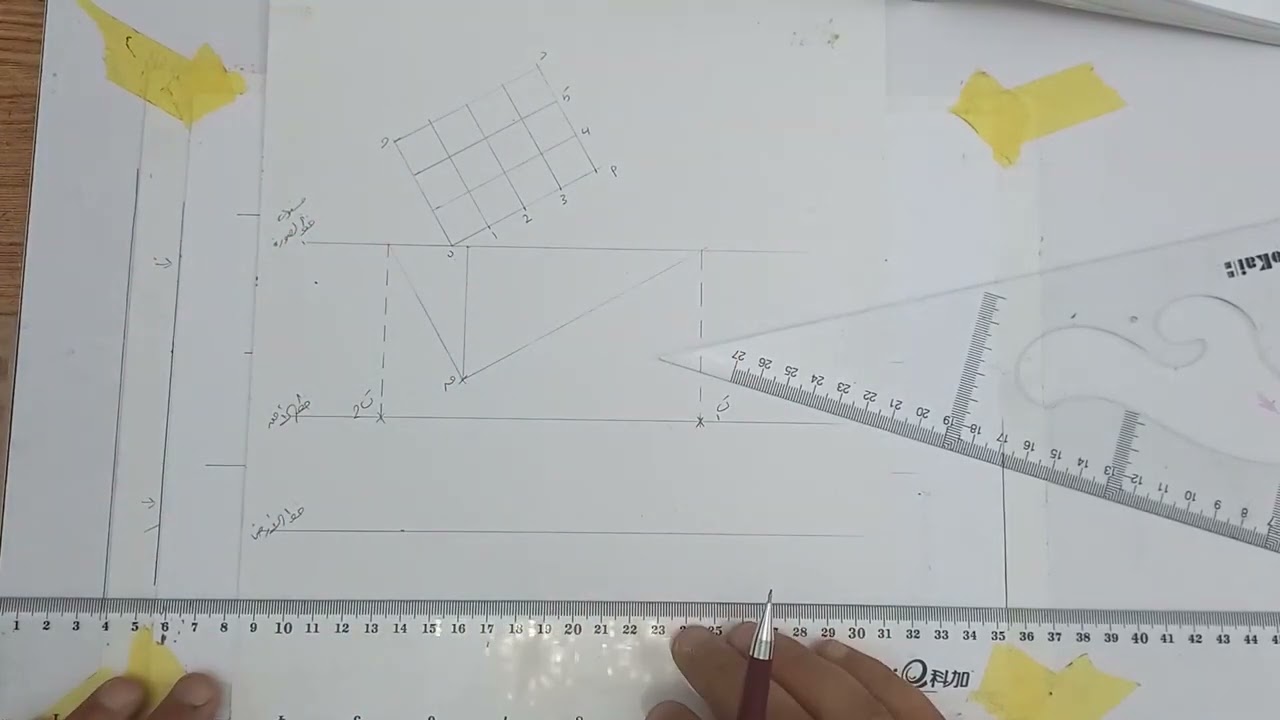 رسم شبكة مربعات (منظور مركزي) بنقطتي تلاشي