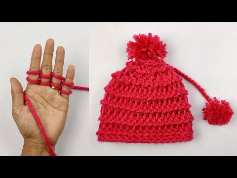 4 Finger Knitting Tips | Cap Design for Kids & Ladies | Finger Knitting Pattern