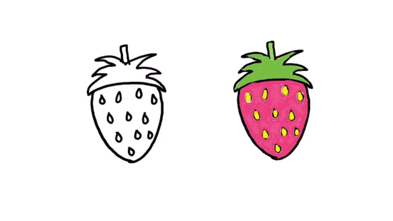 How to draw strawberry step by step | Easy drawing for kids - YouTube
