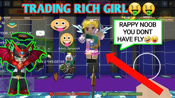 Trading Rich Girl Again! Shes Flying Front Of Me! Skyblock BlockmanGo Minecraft Gold Bar