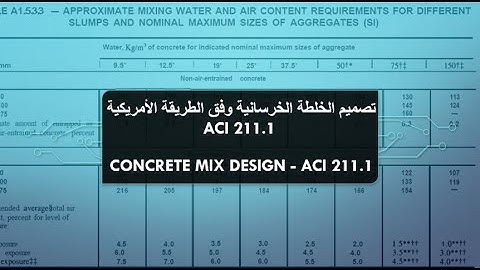 02-تصميم الخلطة الخرسانية وفق الطريقة الأمريكية ACI 211.1