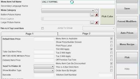 Pizza Restaurant menu programming made easy