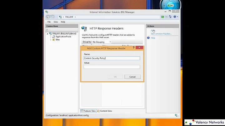 How to setup content security policy on IIS Webserver
