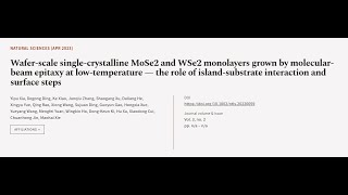 Waferscale Singlecrystalline Mose2 And Wse2 Monolayers Grown By Molecularbeam Epit... Rtcl.tv