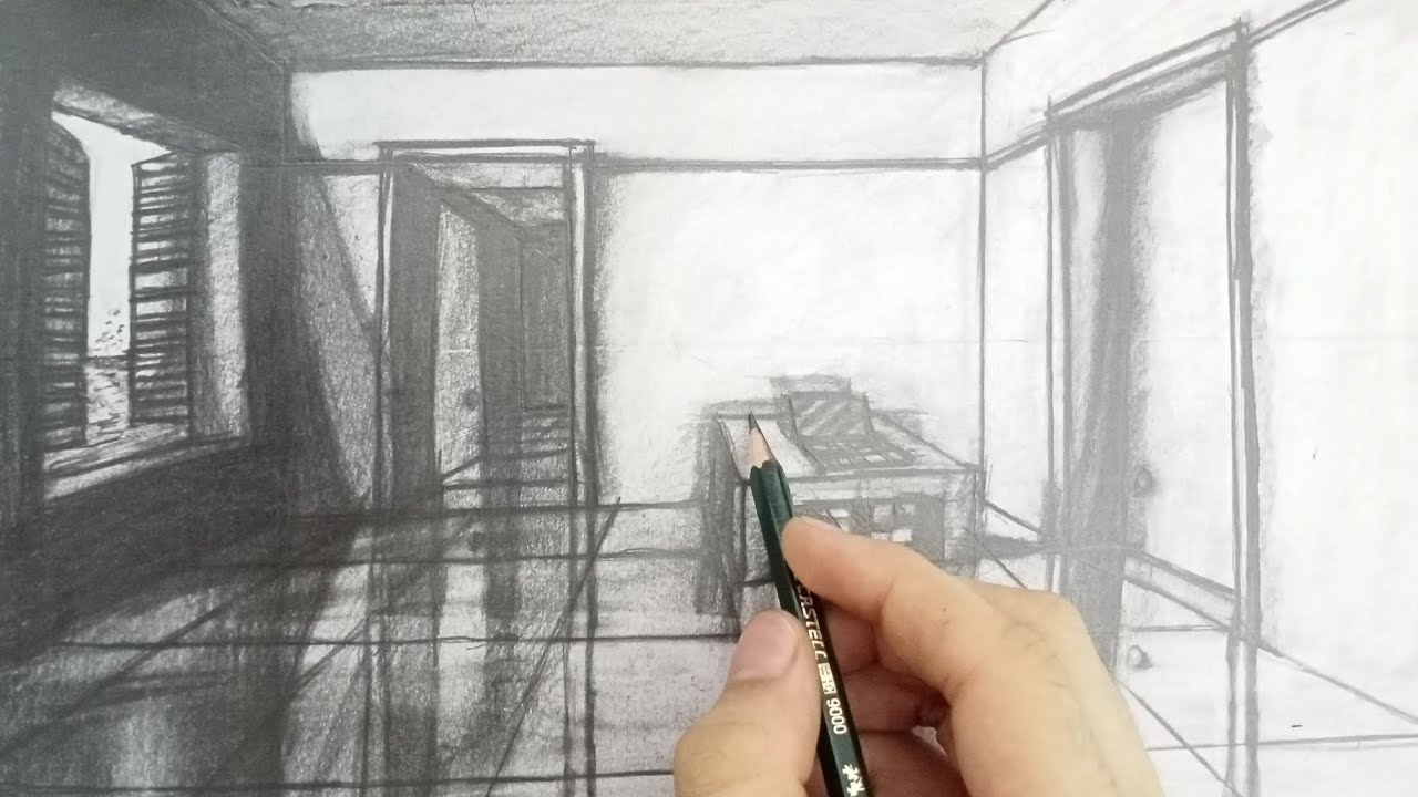 How To Draw A Room Using 1-Point Perspective, Step By Step: For Bigenirse 
