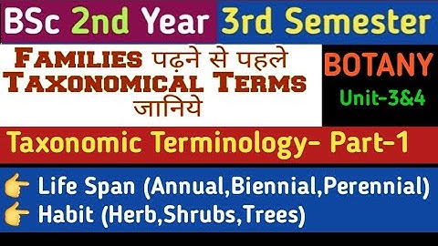 BSc 2nd Year 3rd Semester Botany Unit 2 // Taxonomic Terminology // Plant Taxonomy Terminology