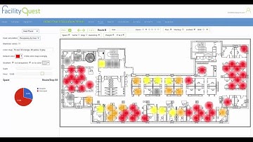 Heat map of utilization data on a floor plan