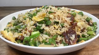 Cantonese Canned Fish Fried Rice | Black Beans And Dace Fried Rice With Green Beans  豆豉鲮鱼炒饭