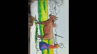 Caw And Shepherd Scenery Drawing.