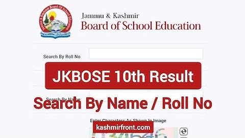 JKBOSE 10th Class Latest Result Update | Roll No / Name Wise
