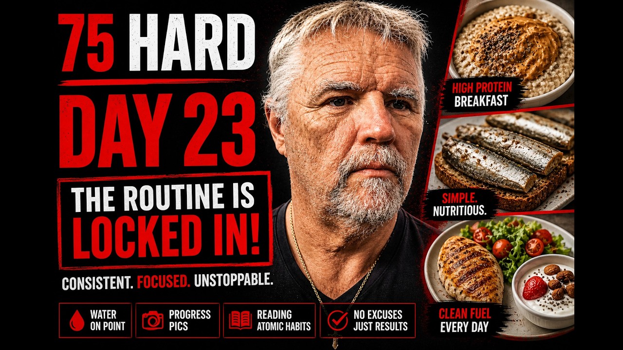 ⁣DAY 23 – The Routine Is LOCKED IN! 💪 IsoBow, Bullworker & What I Eat Daily | 75 Hard