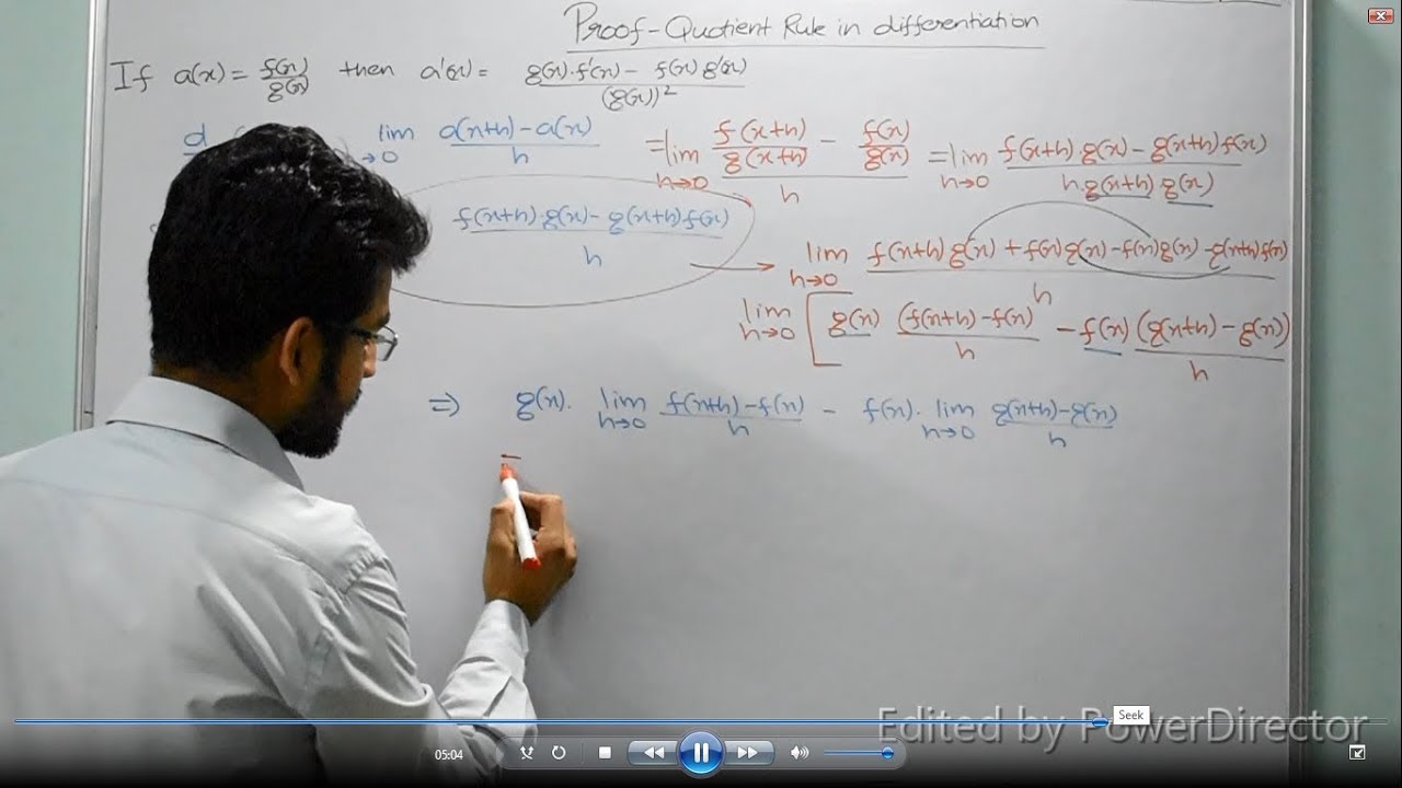 Proof of Quotient Rule in Differentiation - YouTube