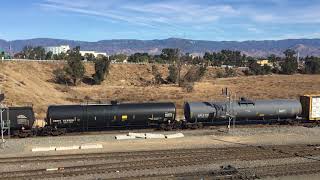 UP 7867 arriving Westbound Manifest Train meets Intermodal Train at West Colton Yard
