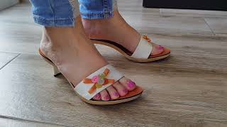 Feet In Mules Dangling & Walking