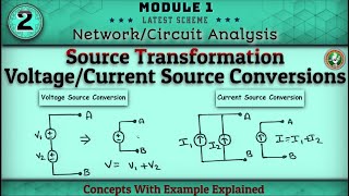 2.Source Transformation All Voltage/Current Source Conversion Explained 3rd Sem ECE Latest Schem VTU
