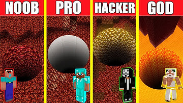 Minecraft Battle: NETHER TUNNEL HOUSE BUILD CHALLENGE - NOOB vs PRO vs HACKER vs GOD Animation HOLE